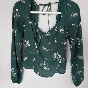 Abercrombie & Fitch Dark Green Floral Blouse